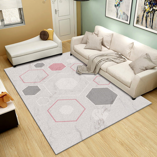 Multi Color Parlor Rug Modernism Marble Surface and Geometry Pattern Rug Polyester Machine Washable Non-Slip Carpet Grey Clearhalo 'Area Rug' 'Modern' 'Rugs' Rug' 1870625