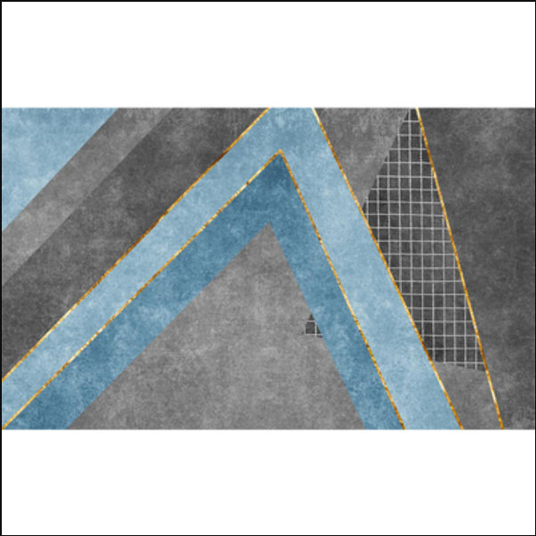 Grey Geometrical Pattern Area Rug with Stripe Synthetics Modernist Rug Washable Anti-Slip Backing Rug for Parlor Sky Blue Clearhalo 'Area Rug' 'Rug' 1870634