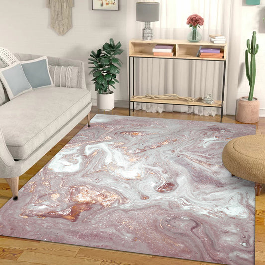 Casual Abstract Rug Pink Nordic Rug Polyester Washable Non-Slip Pet Friendly Carpet for Living Room Pink