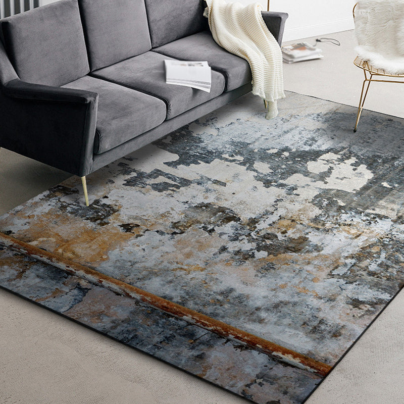 Dark Grey Industrial Rug Polyester Abstract Pattern Rug Pet Friendly Anti-Slip Washable Area Rug for Living Room Grey Clearhalo 'Area Rug' 'Rug' 1870704
