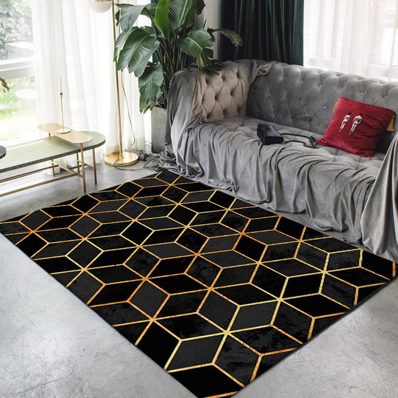 Multicoloured Geometric Pattern Rug Polyester Modern Rug Washable Non-Slip Pet Friendly Carpet for Living Room Black Clearhalo 'Area Rug' 'Modern' 'Rugs' Rug' 1870766