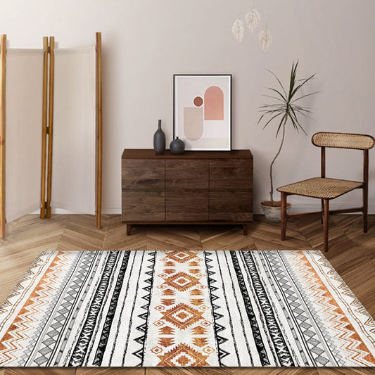 Multi-Colored Home Rug Bohemian Tribal Geometrical Pattern Rug Synthetics Machine Washable Non-Slip Backing Area Rug Yellow-Red