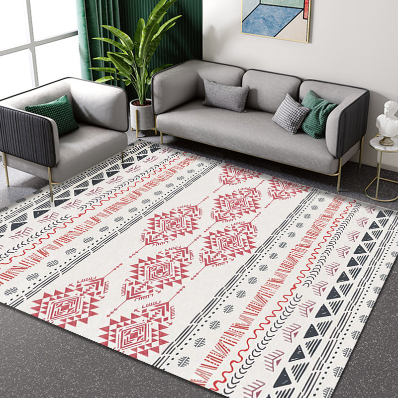 Multi-Colored Home Rug Bohemian Tribal Geometrical Pattern Rug Synthetics Machine Washable Non-Slip Backing Area Rug Light Pink Clearhalo 'Area Rug' 'Bohemian' 'Rugs' Rug' 1870821