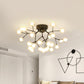 Thin Twig Bedroom Semi Ceiling Mount Light Metal Glass Modern Ceiling Lamp in Black 27 Black Clearhalo 'Ceiling Lights' 'Close To Ceiling Lights' 'Close to ceiling' 'Glass shade' 'Glass' 'Semi-flushmount' Lighting' 1870911