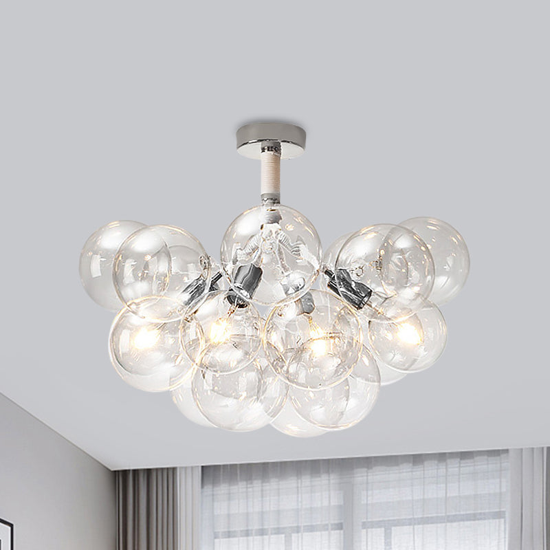 Child Bedroom Hallway Bubble Ceiling Light Clear Glass Simple Style Semi Flush Mount Light 4 Chrome Clearhalo 'Ceiling Lights' 'Close To Ceiling Lights' 'Close to ceiling' 'Glass shade' 'Glass' 'Semi-flushmount' Lighting' 1870945