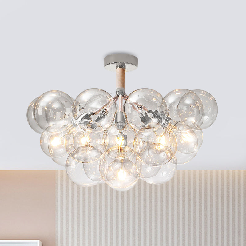 Child Bedroom Hallway Bubble Ceiling Light Clear Glass Simple Style Semi Flush Mount Light 6 Chrome Clearhalo 'Ceiling Lights' 'Close To Ceiling Lights' 'Close to ceiling' 'Glass shade' 'Glass' 'Semi-flushmount' Lighting' 1870949