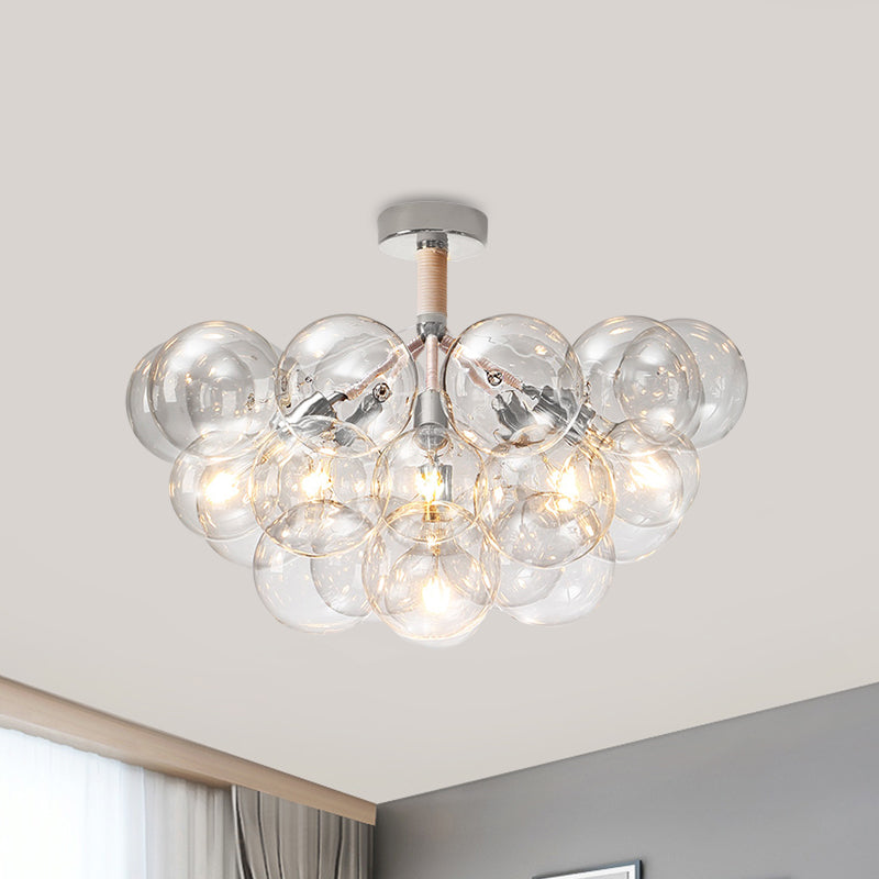 Child Bedroom Hallway Bubble Ceiling Light Clear Glass Simple Style Semi Flush Mount Light Clearhalo 'Ceiling Lights' 'Close To Ceiling Lights' 'Close to ceiling' 'Glass shade' 'Glass' 'Semi-flushmount' Lighting' 1870950