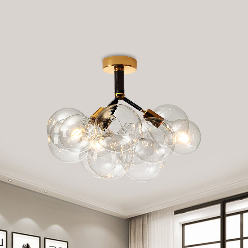 Contemporary Bubble Shape Semi Flush Ceiling Light Clear Glass Ceiling Lamp for Foyer Corridor Clearhalo 'Ceiling Lights' 'Close To Ceiling Lights' 'Close to ceiling' 'Glass shade' 'Glass' 'Island Lights' 'Semi-flushmount' Lighting' 1870954