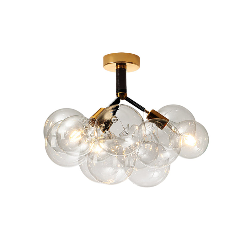 Contemporary Bubble Shape Semi Flush Ceiling Light Clear Glass Ceiling Lamp for Foyer Corridor Clearhalo 'Ceiling Lights' 'Close To Ceiling Lights' 'Close to ceiling' 'Glass shade' 'Glass' 'Island Lights' 'Semi-flushmount' Lighting' 1870955