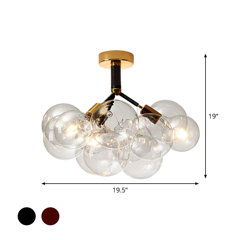 Contemporary Bubble Shape Semi Flush Ceiling Light Clear Glass Ceiling Lamp for Foyer Corridor Clearhalo 'Ceiling Lights' 'Close To Ceiling Lights' 'Close to ceiling' 'Glass shade' 'Glass' 'Island Lights' 'Semi-flushmount' Lighting' 1870957