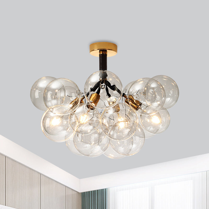 Contemporary Bubble Shape Semi Flush Ceiling Light Clear Glass Ceiling Lamp for Foyer Corridor 4 Black Clearhalo 'Ceiling Lights' 'Close To Ceiling Lights' 'Close to ceiling' 'Glass shade' 'Glass' 'Island Lights' 'Semi-flushmount' Lighting' 1870958