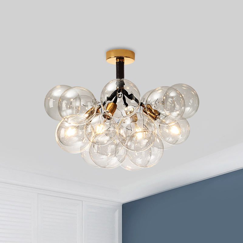 Contemporary Bubble Shape Semi Flush Ceiling Light Clear Glass Ceiling Lamp for Foyer Corridor Clearhalo 'Ceiling Lights' 'Close To Ceiling Lights' 'Close to ceiling' 'Glass shade' 'Glass' 'Island Lights' 'Semi-flushmount' Lighting' 1870959