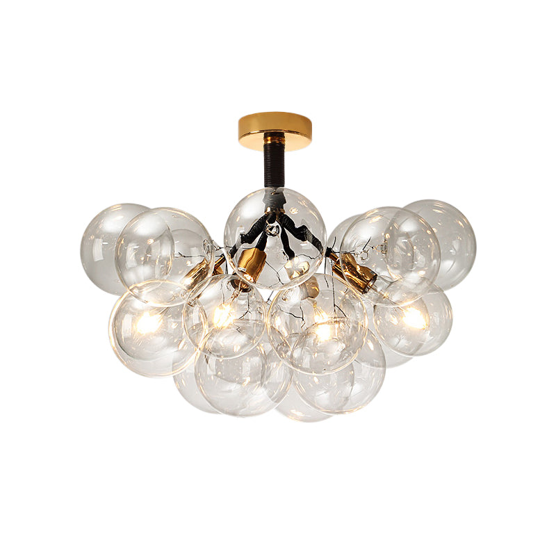 Contemporary Bubble Shape Semi Flush Ceiling Light Clear Glass Ceiling Lamp for Foyer Corridor Clearhalo 'Ceiling Lights' 'Close To Ceiling Lights' 'Close to ceiling' 'Glass shade' 'Glass' 'Island Lights' 'Semi-flushmount' Lighting' 1870960