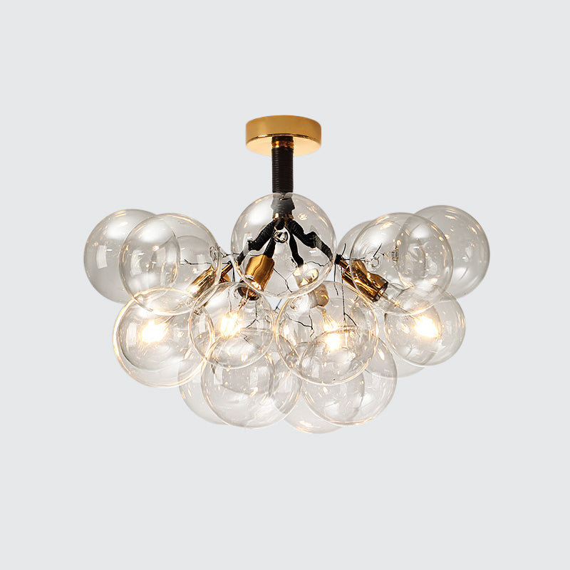 Contemporary Bubble Shape Semi Flush Ceiling Light Clear Glass Ceiling Lamp for Foyer Corridor Clearhalo 'Ceiling Lights' 'Close To Ceiling Lights' 'Close to ceiling' 'Glass shade' 'Glass' 'Island Lights' 'Semi-flushmount' Lighting' 1870961