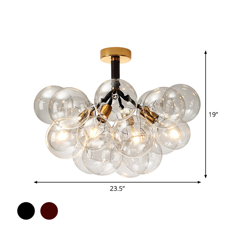 Contemporary Bubble Shape Semi Flush Ceiling Light Clear Glass Ceiling Lamp for Foyer Corridor Clearhalo 'Ceiling Lights' 'Close To Ceiling Lights' 'Close to ceiling' 'Glass shade' 'Glass' 'Island Lights' 'Semi-flushmount' Lighting' 1870962