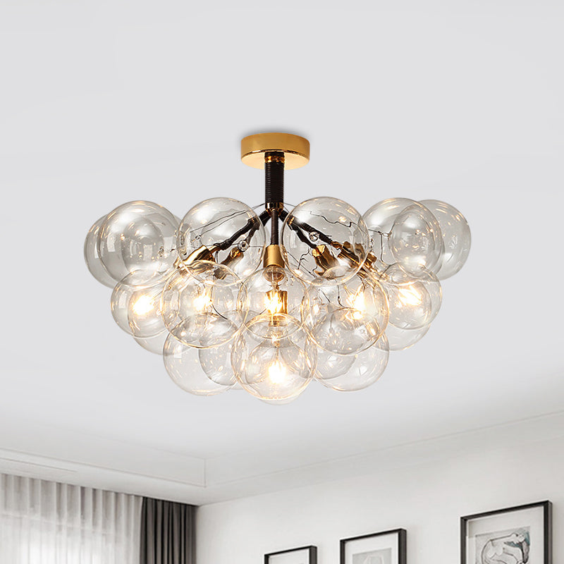 Contemporary Bubble Shape Semi Flush Ceiling Light Clear Glass Ceiling Lamp for Foyer Corridor Clearhalo 'Ceiling Lights' 'Close To Ceiling Lights' 'Close to ceiling' 'Glass shade' 'Glass' 'Island Lights' 'Semi-flushmount' Lighting' 1870964