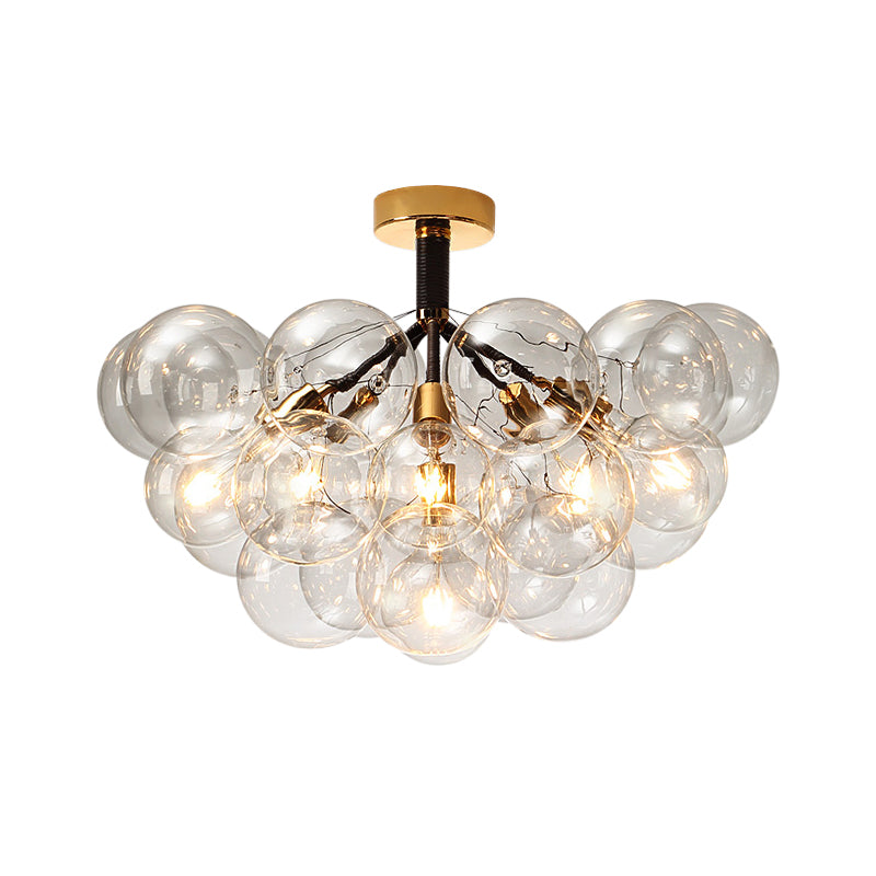 Contemporary Bubble Shape Semi Flush Ceiling Light Clear Glass Ceiling Lamp for Foyer Corridor Clearhalo 'Ceiling Lights' 'Close To Ceiling Lights' 'Close to ceiling' 'Glass shade' 'Glass' 'Island Lights' 'Semi-flushmount' Lighting' 1870965