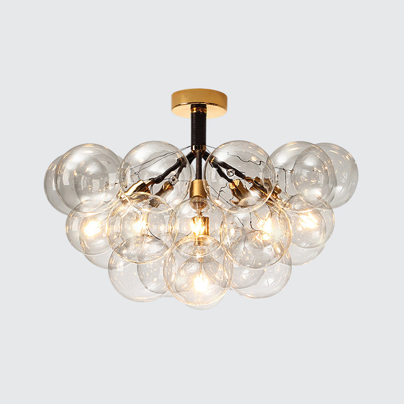 Contemporary Bubble Shape Semi Flush Ceiling Light Clear Glass Ceiling Lamp for Foyer Corridor Clearhalo 'Ceiling Lights' 'Close To Ceiling Lights' 'Close to ceiling' 'Glass shade' 'Glass' 'Island Lights' 'Semi-flushmount' Lighting' 1870966