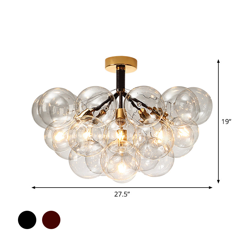 Contemporary Bubble Shape Semi Flush Ceiling Light Clear Glass Ceiling Lamp for Foyer Corridor Clearhalo 'Ceiling Lights' 'Close To Ceiling Lights' 'Close to ceiling' 'Glass shade' 'Glass' 'Island Lights' 'Semi-flushmount' Lighting' 1870967