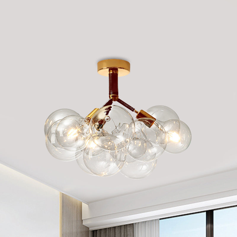 Contemporary Bubble Shape Semi Flush Ceiling Light Clear Glass Ceiling Lamp for Foyer Corridor Clearhalo 'Ceiling Lights' 'Close To Ceiling Lights' 'Close to ceiling' 'Glass shade' 'Glass' 'Island Lights' 'Semi-flushmount' Lighting' 1870969