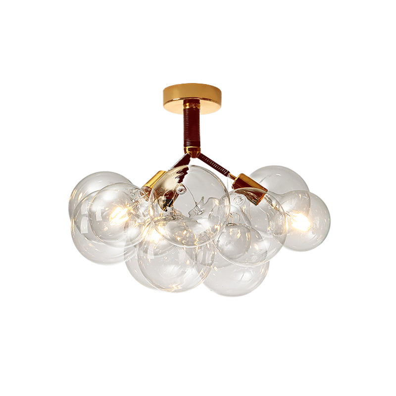 Contemporary Bubble Shape Semi Flush Ceiling Light Clear Glass Ceiling Lamp for Foyer Corridor Clearhalo 'Ceiling Lights' 'Close To Ceiling Lights' 'Close to ceiling' 'Glass shade' 'Glass' 'Island Lights' 'Semi-flushmount' Lighting' 1870970