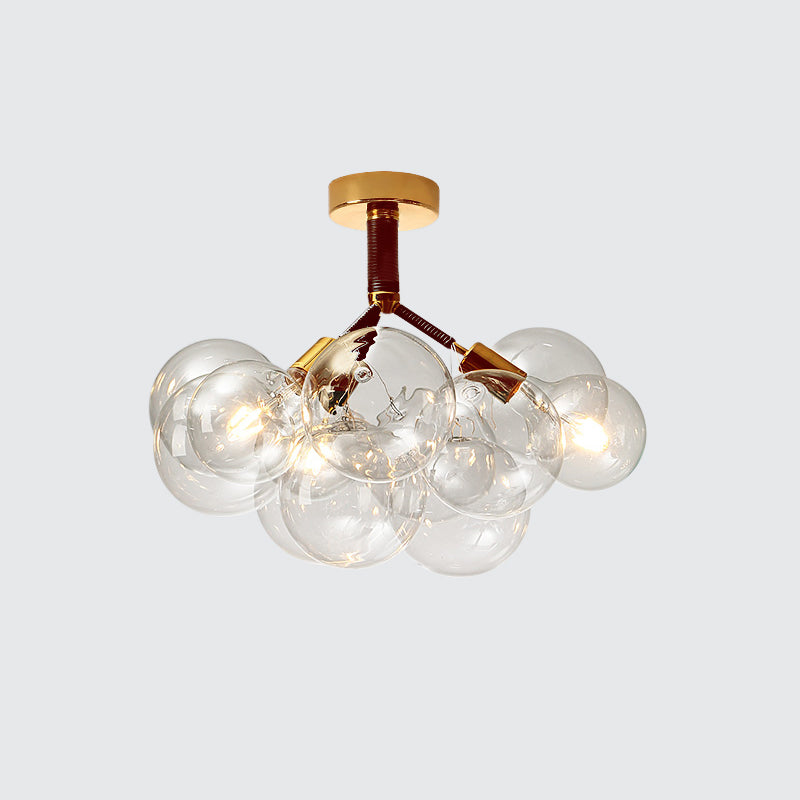 Contemporary Bubble Shape Semi Flush Ceiling Light Clear Glass Ceiling Lamp for Foyer Corridor Clearhalo 'Ceiling Lights' 'Close To Ceiling Lights' 'Close to ceiling' 'Glass shade' 'Glass' 'Island Lights' 'Semi-flushmount' Lighting' 1870971