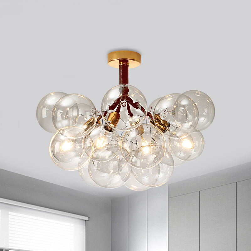 Contemporary Bubble Shape Semi Flush Ceiling Light Clear Glass Ceiling Lamp for Foyer Corridor 4 Brown Clearhalo 'Ceiling Lights' 'Close To Ceiling Lights' 'Close to ceiling' 'Glass shade' 'Glass' 'Island Lights' 'Semi-flushmount' Lighting' 1870972