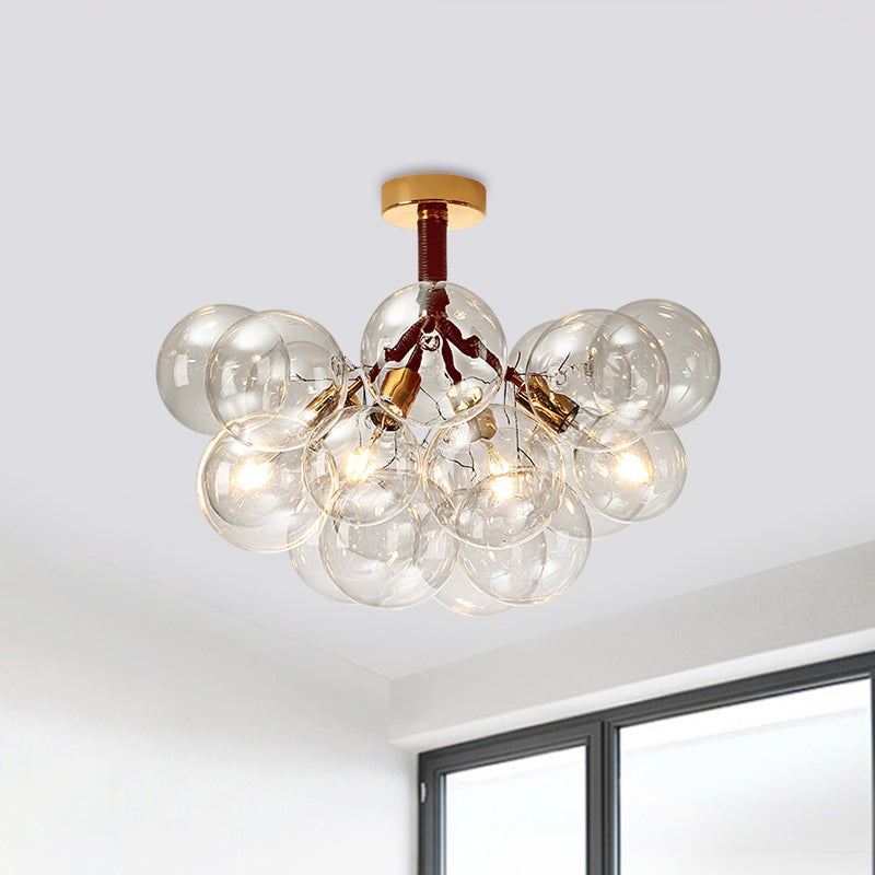 Contemporary Bubble Shape Semi Flush Ceiling Light Clear Glass Ceiling Lamp for Foyer Corridor Clearhalo 'Ceiling Lights' 'Close To Ceiling Lights' 'Close to ceiling' 'Glass shade' 'Glass' 'Island Lights' 'Semi-flushmount' Lighting' 1870973