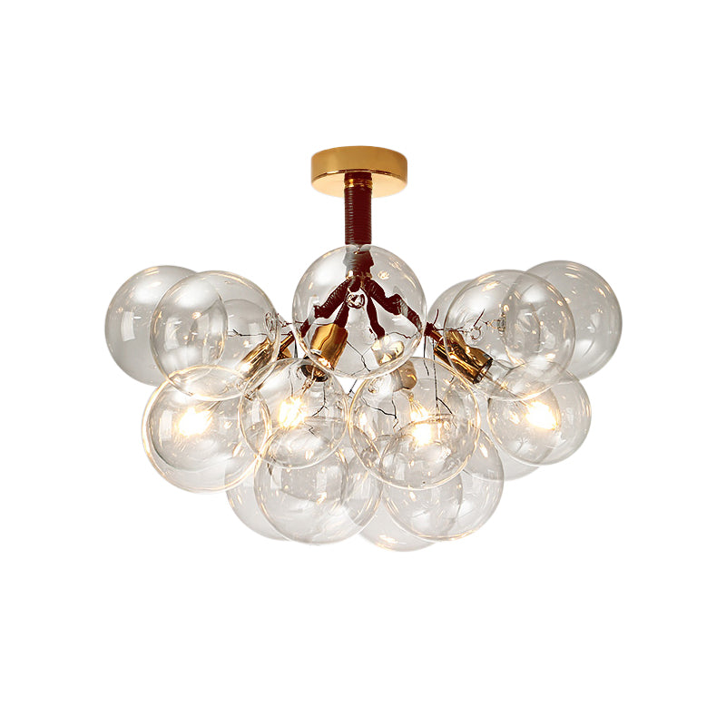 Contemporary Bubble Shape Semi Flush Ceiling Light Clear Glass Ceiling Lamp for Foyer Corridor Clearhalo 'Ceiling Lights' 'Close To Ceiling Lights' 'Close to ceiling' 'Glass shade' 'Glass' 'Island Lights' 'Semi-flushmount' Lighting' 1870974