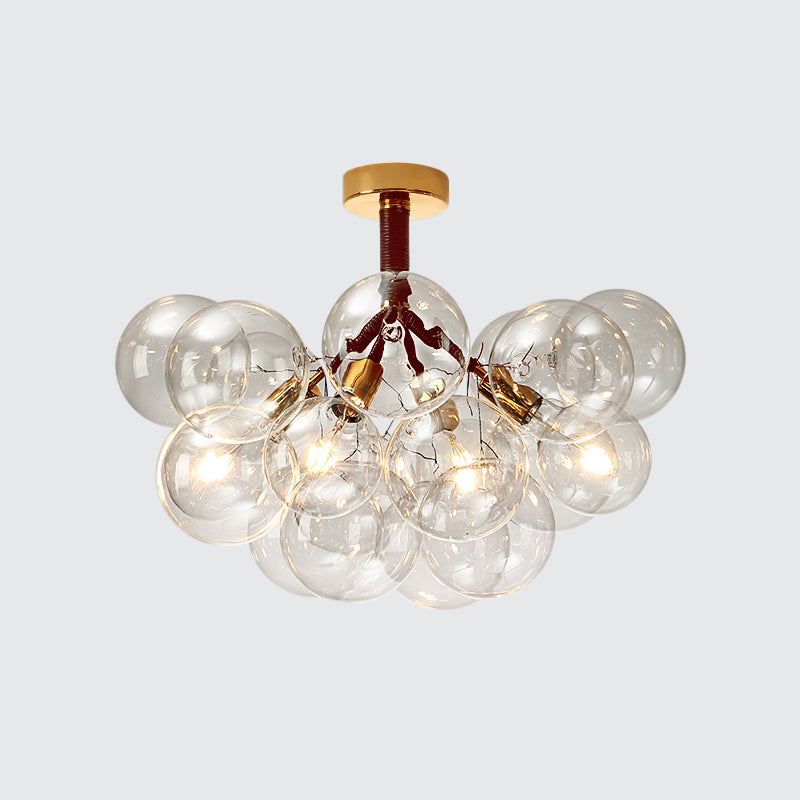 Contemporary Bubble Shape Semi Flush Ceiling Light Clear Glass Ceiling Lamp for Foyer Corridor Clearhalo 'Ceiling Lights' 'Close To Ceiling Lights' 'Close to ceiling' 'Glass shade' 'Glass' 'Island Lights' 'Semi-flushmount' Lighting' 1870975