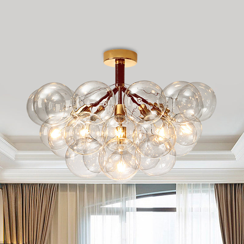 Contemporary Bubble Shape Semi Flush Ceiling Light Clear Glass Ceiling Lamp for Foyer Corridor 6 Brown Clearhalo 'Ceiling Lights' 'Close To Ceiling Lights' 'Close to ceiling' 'Glass shade' 'Glass' 'Island Lights' 'Semi-flushmount' Lighting' 1870976