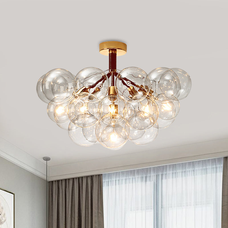 Contemporary Bubble Shape Semi Flush Ceiling Light Clear Glass Ceiling Lamp for Foyer Corridor Clearhalo 'Ceiling Lights' 'Close To Ceiling Lights' 'Close to ceiling' 'Glass shade' 'Glass' 'Island Lights' 'Semi-flushmount' Lighting' 1870977