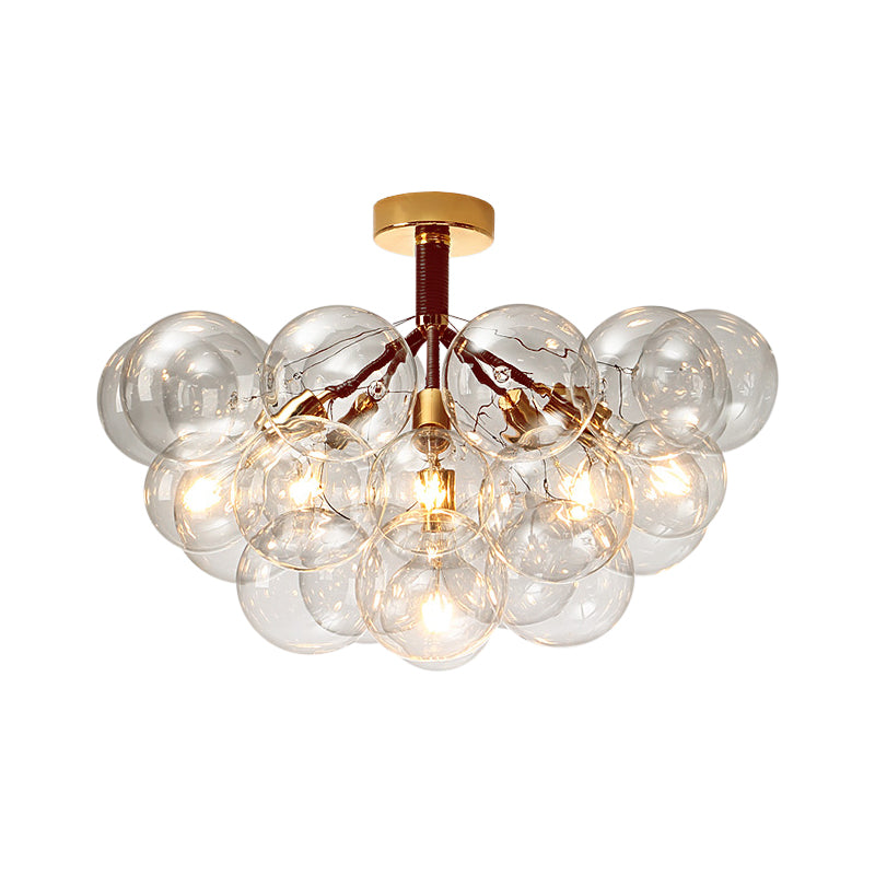 Contemporary Bubble Shape Semi Flush Ceiling Light Clear Glass Ceiling Lamp for Foyer Corridor Clearhalo 'Ceiling Lights' 'Close To Ceiling Lights' 'Close to ceiling' 'Glass shade' 'Glass' 'Island Lights' 'Semi-flushmount' Lighting' 1870978