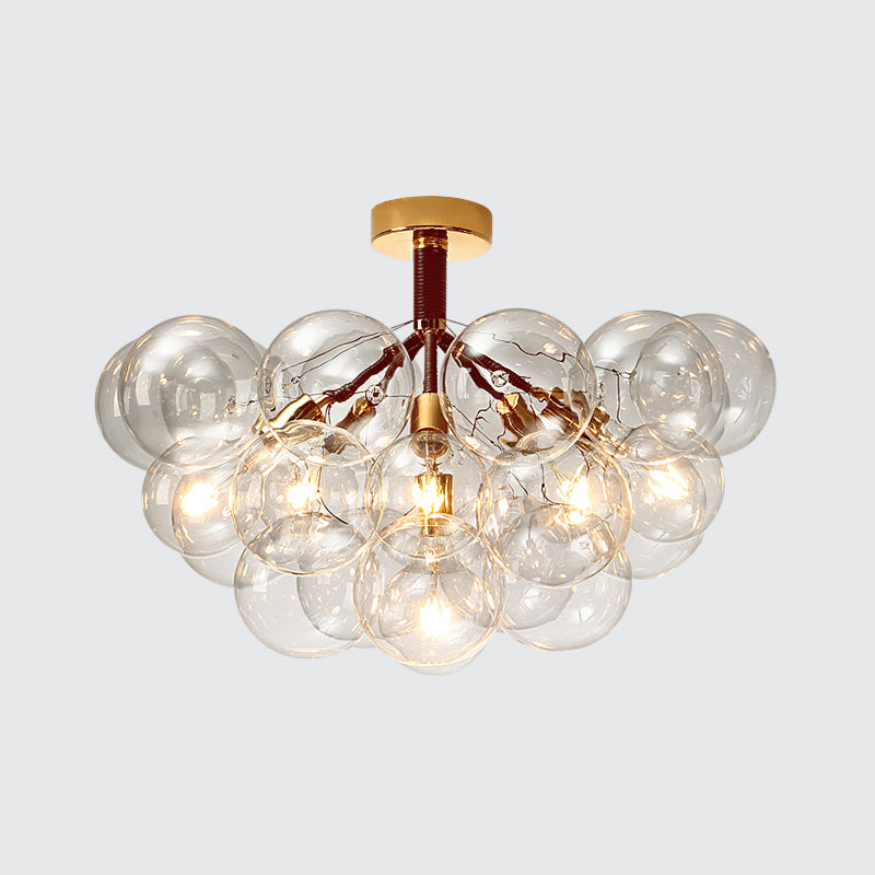 Contemporary Bubble Shape Semi Flush Ceiling Light Clear Glass Ceiling Lamp for Foyer Corridor Clearhalo 'Ceiling Lights' 'Close To Ceiling Lights' 'Close to ceiling' 'Glass shade' 'Glass' 'Island Lights' 'Semi-flushmount' Lighting' 1870979