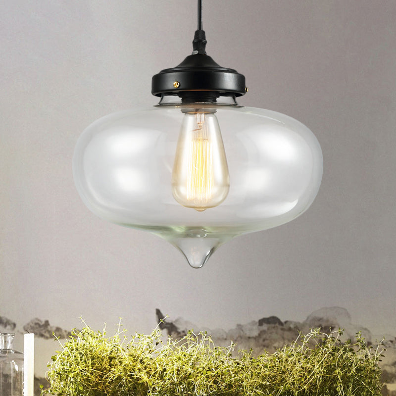 1 Light Cylinder/Dome/Schoolhouse Ceiling Pendant Light Vintage Brass Clear Glass Hanging Lamp for Indoor Clear E Clearhalo 'Ceiling Lights' 'Glass shade' 'Glass' 'Pendant Lights' 'Pendants' Lighting' 1871289