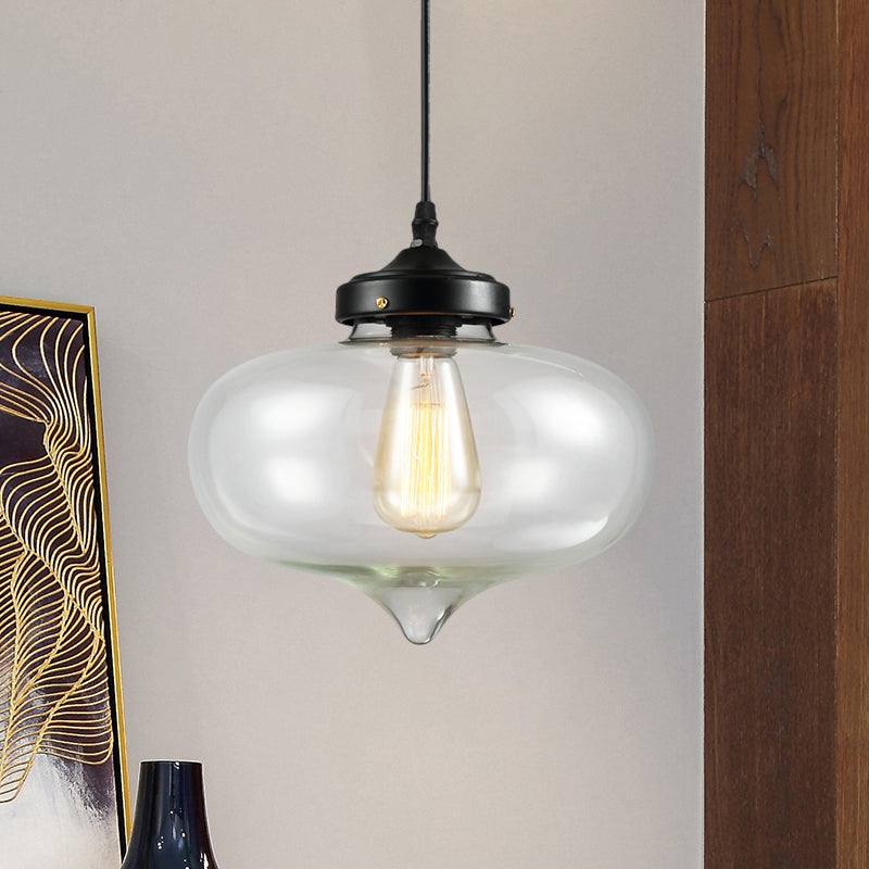 1 Light Cylinder/Dome/Schoolhouse Ceiling Pendant Light Vintage Brass Clear Glass Hanging Lamp for Indoor Clearhalo 'Ceiling Lights' 'Glass shade' 'Glass' 'Pendant Lights' 'Pendants' Lighting' 1871290