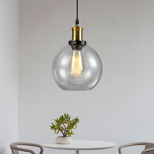 Brass 1 Light Hanging Ceiling Light Vintage Clear Glass Cone/Globe Pendants Lighting for Living Room Clearhalo 'Ceiling Lights' 'Glass shade' 'Glass' 'Industrial Pendants' 'Industrial' 'Middle Century Pendants' 'Pendant Lights' 'Pendants' 'Tiffany' Lighting' 1871331