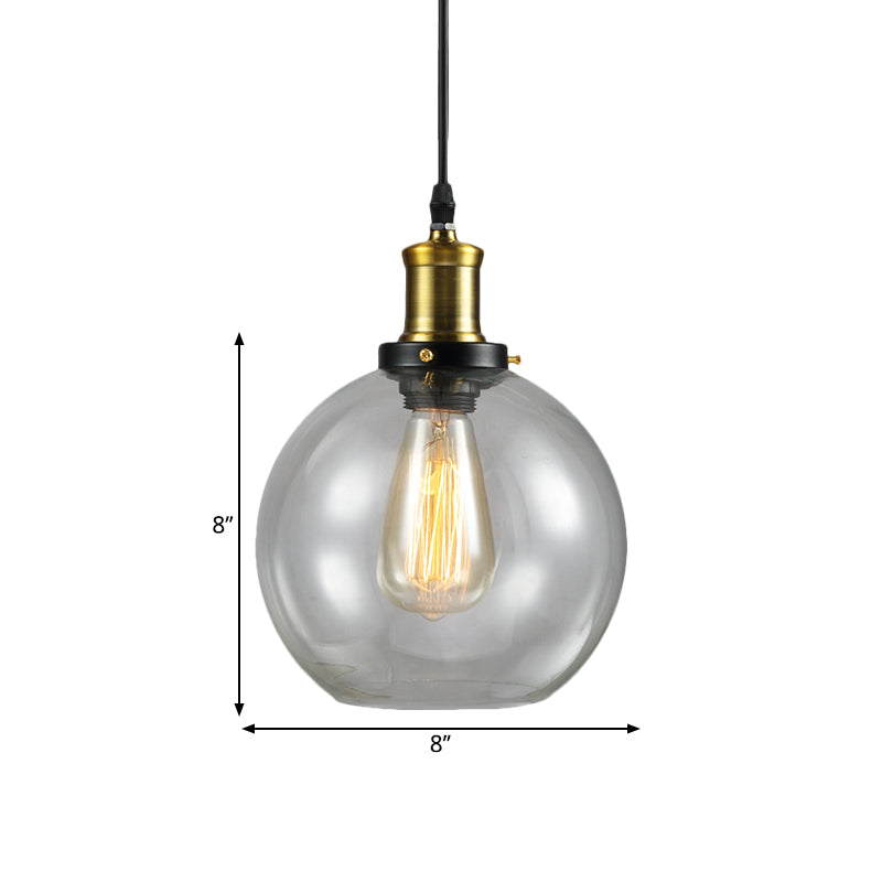 Brass 1 Light Hanging Ceiling Light Vintage Clear Glass Cone/Globe Pendants Lighting for Living Room Clearhalo 'Ceiling Lights' 'Glass shade' 'Glass' 'Industrial Pendants' 'Industrial' 'Middle Century Pendants' 'Pendant Lights' 'Pendants' 'Tiffany' Lighting' 1871333