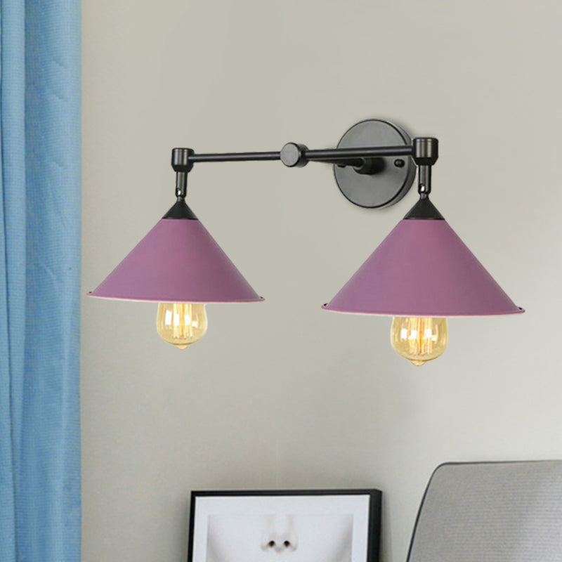 Two-light Metal Wall Sconce Cone-shaped Antique Sconce Lamp for Living Room Dining Room Clearhalo 'Art deco wall lights' 'Cast Iron' 'Glass' 'Industrial wall lights' 'Industrial' 'Middle century wall lights' 'Modern' 'Rustic wall lights' 'Tiffany' 'Traditional wall lights' 'Wall Lamps & Sconces' 'Wall Lights' Lighting' 1871380