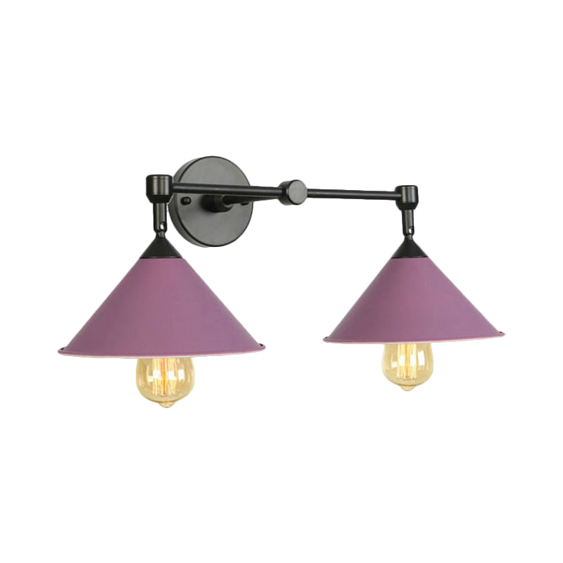 Two-light Metal Wall Sconce Cone-shaped Antique Sconce Lamp for Living Room Dining Room Clearhalo 'Art deco wall lights' 'Cast Iron' 'Glass' 'Industrial wall lights' 'Industrial' 'Middle century wall lights' 'Modern' 'Rustic wall lights' 'Tiffany' 'Traditional wall lights' 'Wall Lamps & Sconces' 'Wall Lights' Lighting' 1871382