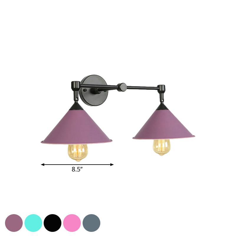 Two-light Metal Wall Sconce Cone-shaped Antique Sconce Lamp for Living Room Dining Room Clearhalo 'Art deco wall lights' 'Cast Iron' 'Glass' 'Industrial wall lights' 'Industrial' 'Middle century wall lights' 'Modern' 'Rustic wall lights' 'Tiffany' 'Traditional wall lights' 'Wall Lamps & Sconces' 'Wall Lights' Lighting' 1871383