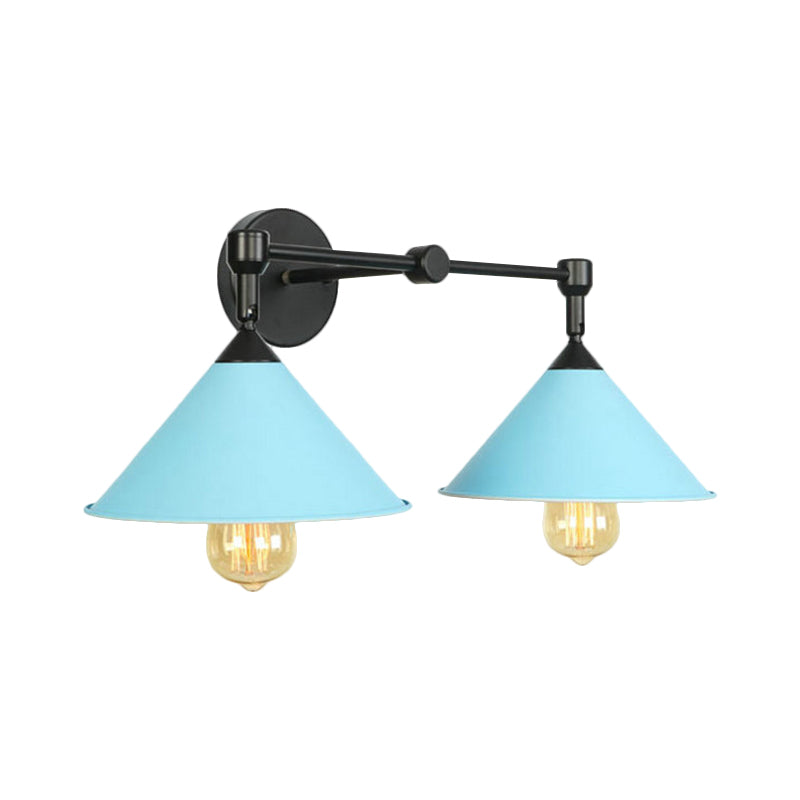 Two-light Metal Wall Sconce Cone-shaped Antique Sconce Lamp for Living Room Dining Room Clearhalo 'Art deco wall lights' 'Cast Iron' 'Glass' 'Industrial wall lights' 'Industrial' 'Middle century wall lights' 'Modern' 'Rustic wall lights' 'Tiffany' 'Traditional wall lights' 'Wall Lamps & Sconces' 'Wall Lights' Lighting' 1871387