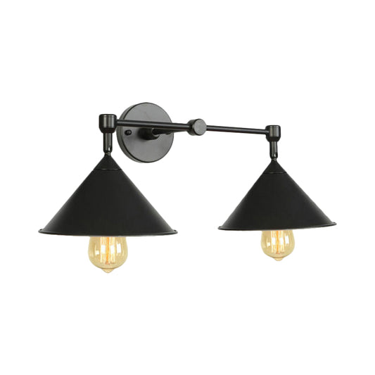 Two-light Metal Wall Sconce Cone-shaped Antique Sconce Lamp for Living Room Dining Room Clearhalo 'Art deco wall lights' 'Cast Iron' 'Glass' 'Industrial wall lights' 'Industrial' 'Middle century wall lights' 'Modern' 'Rustic wall lights' 'Tiffany' 'Traditional wall lights' 'Wall Lamps & Sconces' 'Wall Lights' Lighting' 1871391