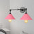 Two-light Metal Wall Sconce Cone-shaped Antique Sconce Lamp for Living Room Dining Room Pink Clearhalo 'Art deco wall lights' 'Cast Iron' 'Glass' 'Industrial wall lights' 'Industrial' 'Middle century wall lights' 'Modern' 'Rustic wall lights' 'Tiffany' 'Traditional wall lights' 'Wall Lamps & Sconces' 'Wall Lights' Lighting' 1871392