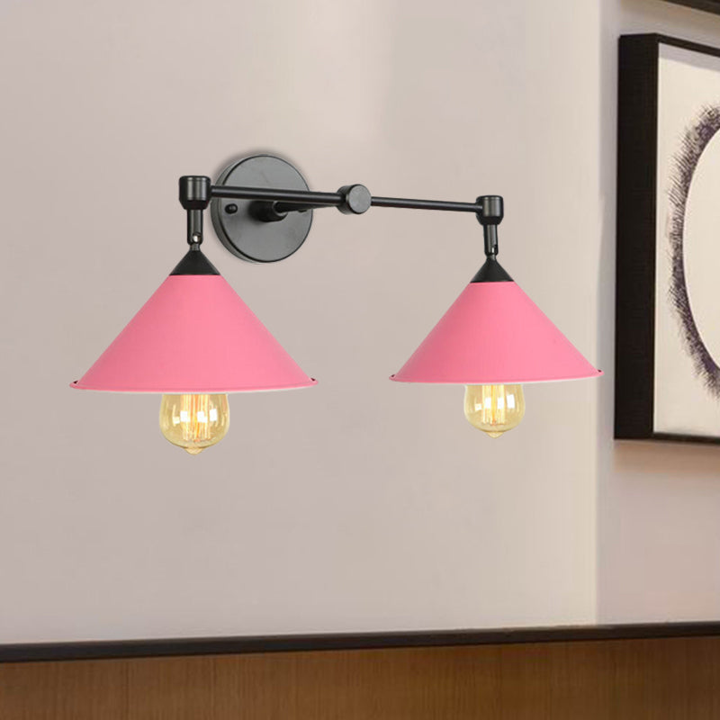 Two-light Metal Wall Sconce Cone-shaped Antique Sconce Lamp for Living Room Dining Room Clearhalo 'Art deco wall lights' 'Cast Iron' 'Glass' 'Industrial wall lights' 'Industrial' 'Middle century wall lights' 'Modern' 'Rustic wall lights' 'Tiffany' 'Traditional wall lights' 'Wall Lamps & Sconces' 'Wall Lights' Lighting' 1871393
