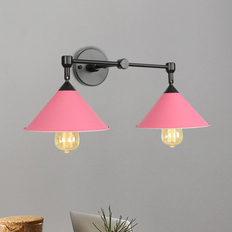 Two-light Metal Wall Sconce Cone-shaped Antique Sconce Lamp for Living Room Dining Room Clearhalo 'Art deco wall lights' 'Cast Iron' 'Glass' 'Industrial wall lights' 'Industrial' 'Middle century wall lights' 'Modern' 'Rustic wall lights' 'Tiffany' 'Traditional wall lights' 'Wall Lamps & Sconces' 'Wall Lights' Lighting' 1871394
