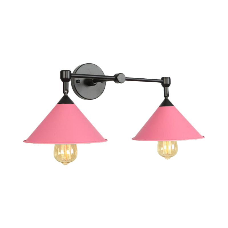 Two-light Metal Wall Sconce Cone-shaped Antique Sconce Lamp for Living Room Dining Room Clearhalo 'Art deco wall lights' 'Cast Iron' 'Glass' 'Industrial wall lights' 'Industrial' 'Middle century wall lights' 'Modern' 'Rustic wall lights' 'Tiffany' 'Traditional wall lights' 'Wall Lamps & Sconces' 'Wall Lights' Lighting' 1871395