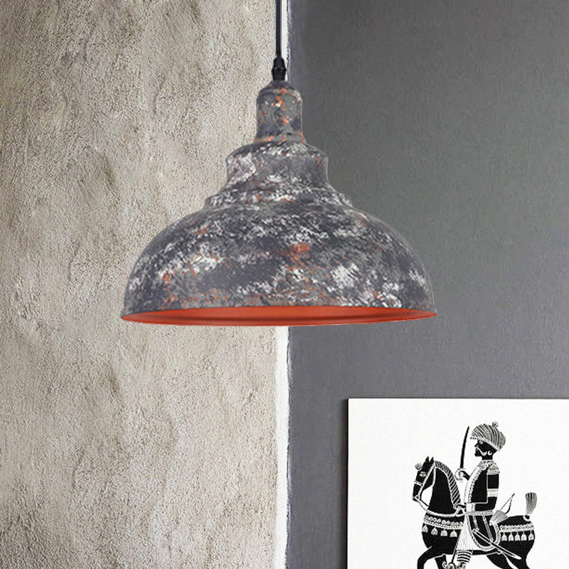 1 Head Dome Pendant Ceiling Light Industrial Style Gray/White Wrought Iron Ceiling Fixture for Restaurant Clearhalo 'Art Deco Pendants' 'Cast Iron' 'Ceiling Lights' 'Ceramic' 'Crystal' 'Industrial Pendants' 'Industrial' 'Metal' 'Middle Century Pendants' 'Pendant Lights' 'Pendants' 'Tiffany' Lighting' 1871441
