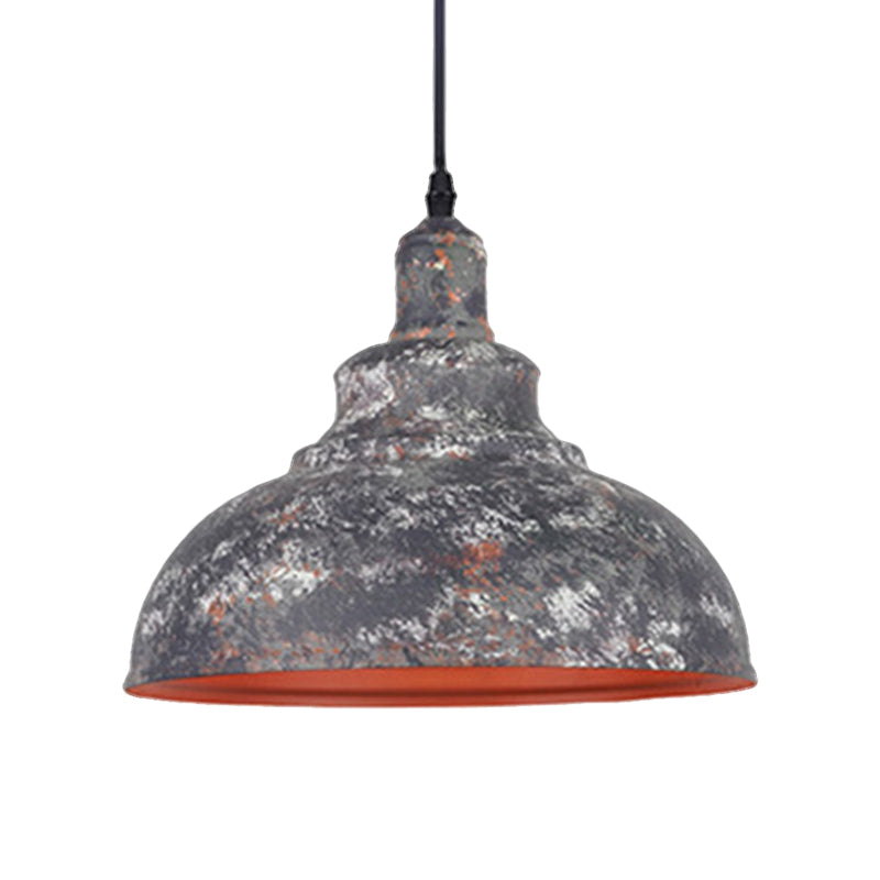 1 Head Dome Pendant Ceiling Light Industrial Style Gray/White Wrought Iron Ceiling Fixture for Restaurant Clearhalo 'Art Deco Pendants' 'Cast Iron' 'Ceiling Lights' 'Ceramic' 'Crystal' 'Industrial Pendants' 'Industrial' 'Metal' 'Middle Century Pendants' 'Pendant Lights' 'Pendants' 'Tiffany' Lighting' 1871443