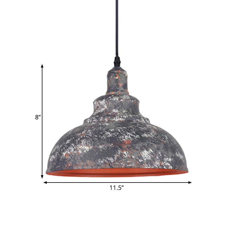 1 Head Dome Pendant Ceiling Light Industrial Style Gray/White Wrought Iron Ceiling Fixture for Restaurant Clearhalo 'Art Deco Pendants' 'Cast Iron' 'Ceiling Lights' 'Ceramic' 'Crystal' 'Industrial Pendants' 'Industrial' 'Metal' 'Middle Century Pendants' 'Pendant Lights' 'Pendants' 'Tiffany' Lighting' 1871444